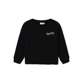NAME IT Girl's Organic Cotton Sweatshirt, black