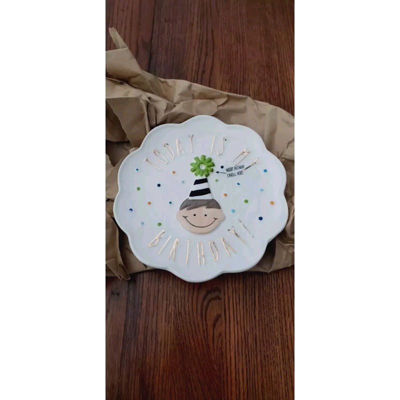 Mudpie Today is my Birthday Boy Ceramic Plate by Mudpie