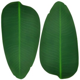 Large Rubber Banana Leaves, Leaf Placemats, 8 Pcs Heavyweight Artificial Banana Leaves Decoration for Hawaiian Party Jungle Adventure Theme Party Decor Table Runner Centerpieces Placemat 21.4'‘…