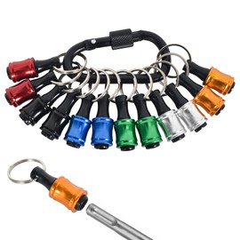 12pcs Portable Bit Holder Keychain Extension Bar Aluminum 1/4" Hex Shank Socket Screwdriver Drill Bit Holder Keychain Gadget 6 Color Driver Extension Bar Quick Release Easy Replacement Bar Drill Screw