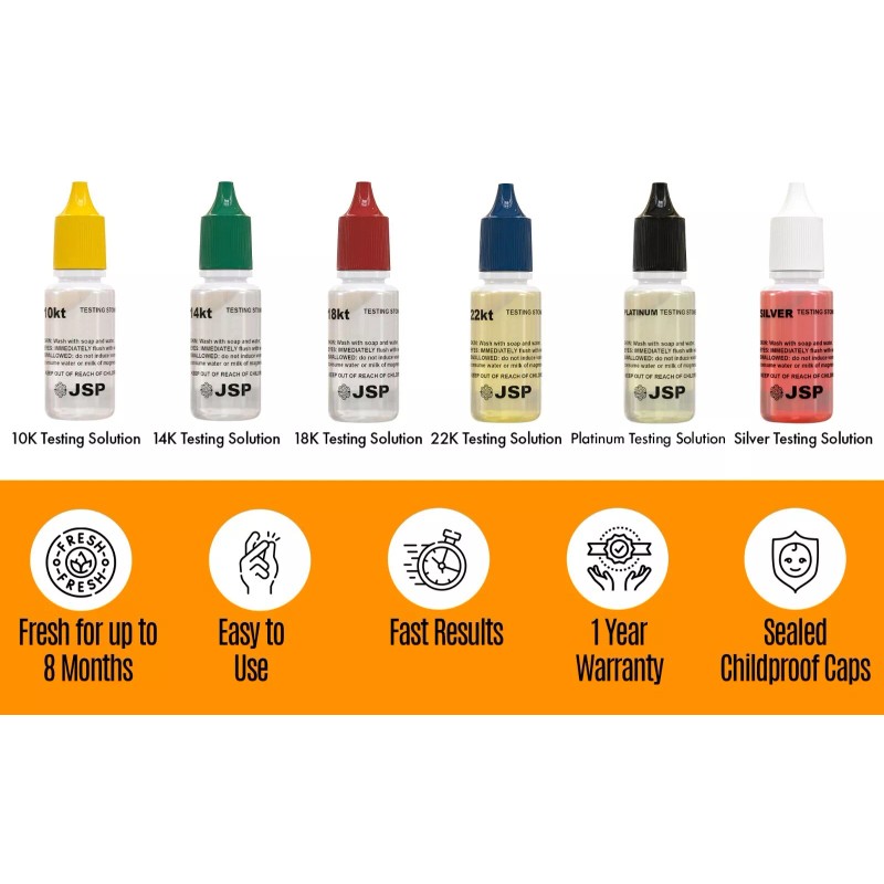JSP/GTE Gold Silver Test Kit 10K 14K 18K 22K Platinum