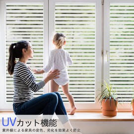 Qualsen Window Film, Window Blinding, Glass Film, Blindfold Sheet, Striped Pattern, Blackout Sheet, Anti-Condensation Sheet, Water-Stick Glass Film, Peel Off Without Trace, Office Room Gaze Clearance,