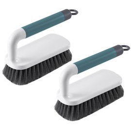 2 Pack Scrub Brush, Scrubbing Cleaning Brushes, Heavy Duty Cleaning Brushes with Handle, for Shower, Bathroom, Carpet, Kitchen and Bathtub Scrubber (Green)