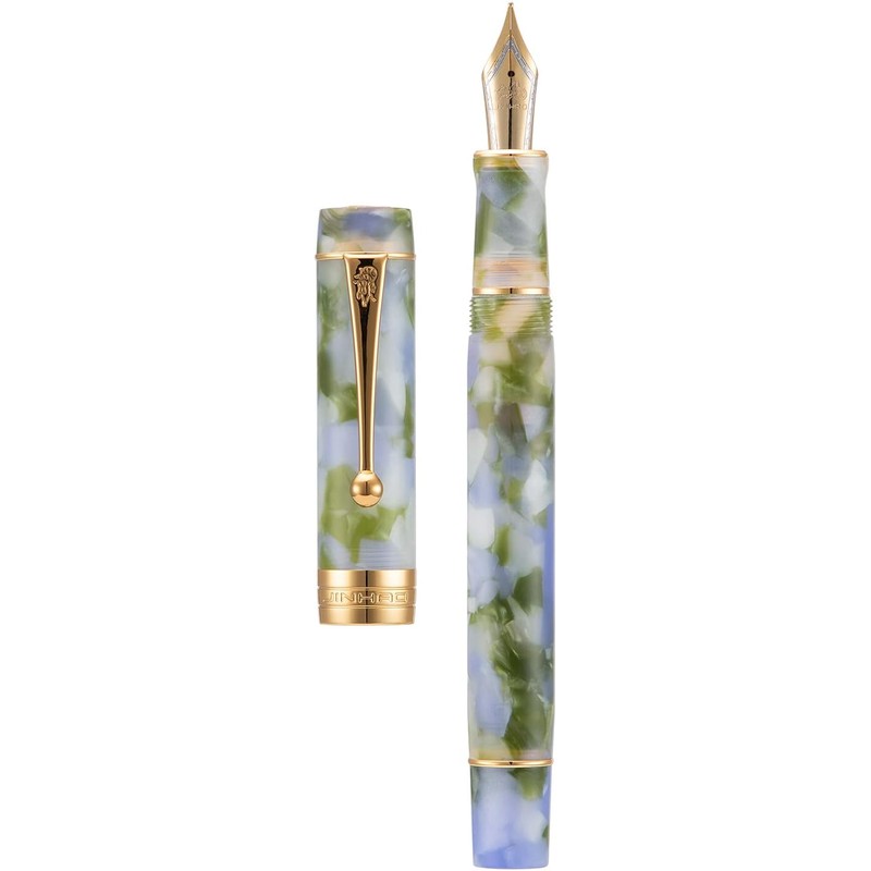 Jinhao 100 Pluma estilográfica estilo clásico azul pavo real, acrílico,