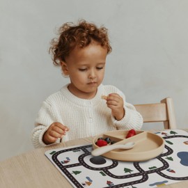 Blooom Placemat for Baby, Toddler & Kids | Wipeable, Reusable and Eco-Friendly | Baby Weaning Placemat for Mealtime & Snacktime | Modern Design (City, 12" x 17")
