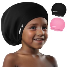 AMFUN Extra Large Swimming Cap Kids Long Hair Unisex Swimming Cap Girls Boys for Thick, Long, Curly Hair and Weaves Afro Hair, Dreadlocks Braids