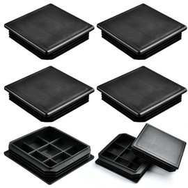 Akamino 20 PCS Square Plastic Plugs 100 x 100 mm, Black Tube Inner End Caps,Anti-Slip Plastic Insert Plugs Pipe for Tables Chairs Desks Beds Foot