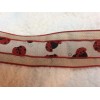 Expressions Red and Beige Ladybug Linen Look Wired Ribbon 2.5"Wide