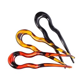 Large U-Shaped French Hair Pins, 3 Pcs Hairpins Barrettes, 5.1'' Hair Forks Tortoise Shell for Vintage Updos Buns Thick Hair