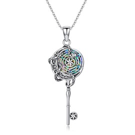 YAFEINI Sterling Silver Hekate Necklace Key Necklace for Women Jewellery Ladies, Sterling Silver