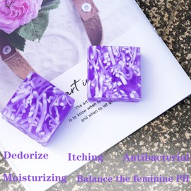 2 PCS Yoni Soap Bars for Women, 100% Handmade Natural PH Balanced & V Cleansing Bar Soap for Women, Natural Soap Bar with Bubble Foam Net, Bath Wash Odor Remover 3.53oz/100g (purple)