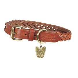 Shires Digby and Fox Plaited Dog Collar - Tan: Medium