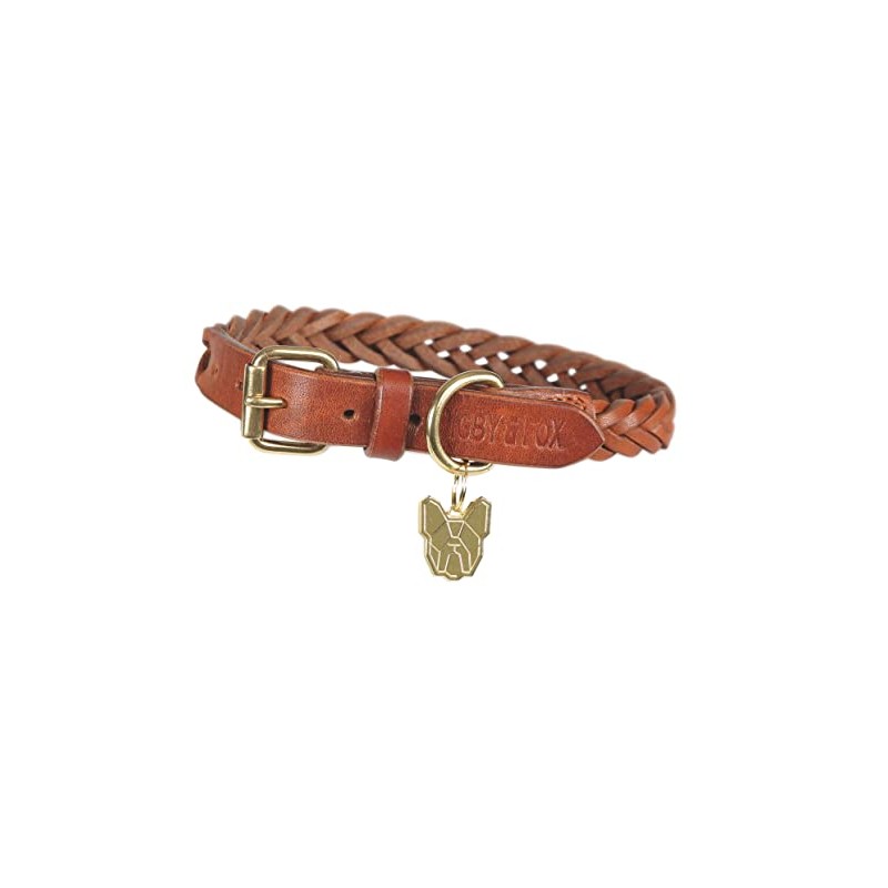 Shires Digby and Fox Plaited Dog Collar - Tan: Medium
