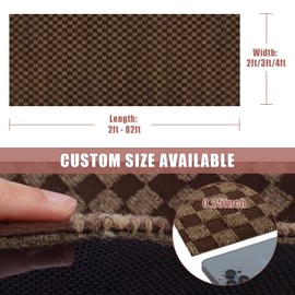 ZGR Runner Rug 2 ft x 6 ft Carpet Runners, Indoor/Outdoor Hallway Kitchen Entryway Bedroom Area Rugs with Natural Non-Slip Rubber Backing, Garage mat, Checkered Brown, Custom