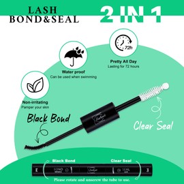 LASHSUN 2-in-1 Lash Cluster Glue Kit, Waterproof Bond and Seal, 72H Strong Hold Long-Lasting Eyelash Adhesive, Sweat-Proof for DIY Home Use (5 count Lash Bond and Seal)