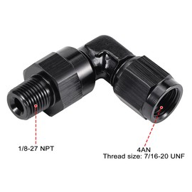 EVIL ENERGY 4AN Female to 1/8 NPT Pipe Swivel 90 Degree Adapter Fitting Black Aluminum