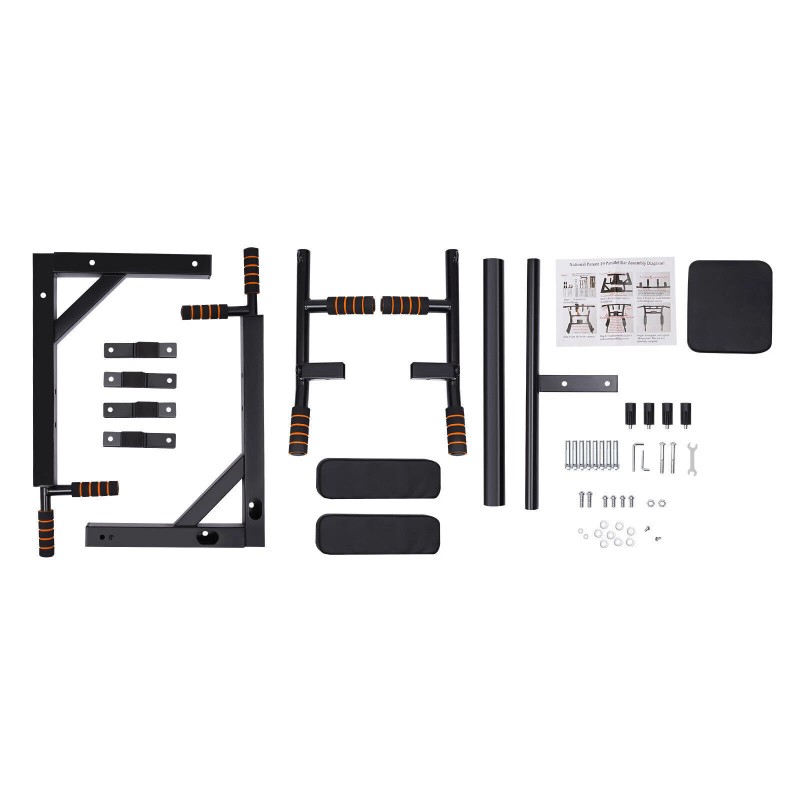 Wall-Mounted Pull Up Bar Raise Dip Station Fitness Vertical Exercise