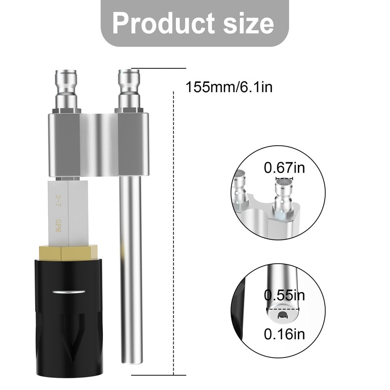 Adjustable M5 Twist Nozzle for Pressure Washer, Long Range Shooter