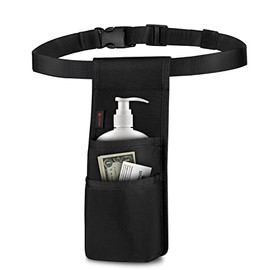 SITHON - Bolsa profesional para botella de masaje para 1 botella, organizador de cintura con aceite de loción, funda para terapeuta de masaje con cinturón ajustable, múltiples bolsillos (solo bolsa)