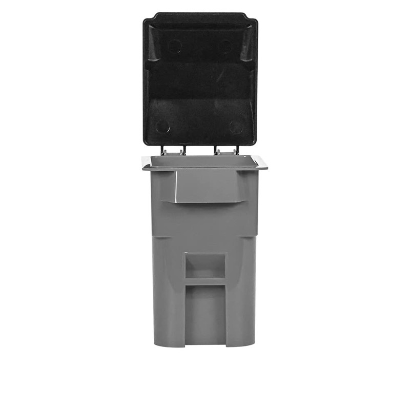 Black Dumpster & 3 Gray Trash Cans with Lid &