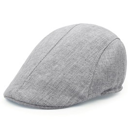 Mens Flat Caps, Beret Irish Forward Cap, Casual Trend Linen Duckbill Hat (Light Gray)