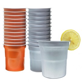 Heiboa 24pcs/set Recyclable Party Cups, 16 oz Dishwasher Safe Cups Silver Orange Reusable and Disposable Aluminum Drinking Cups Aluminum Tumblers Beer Cups for Party Camping Outdoors Supplies