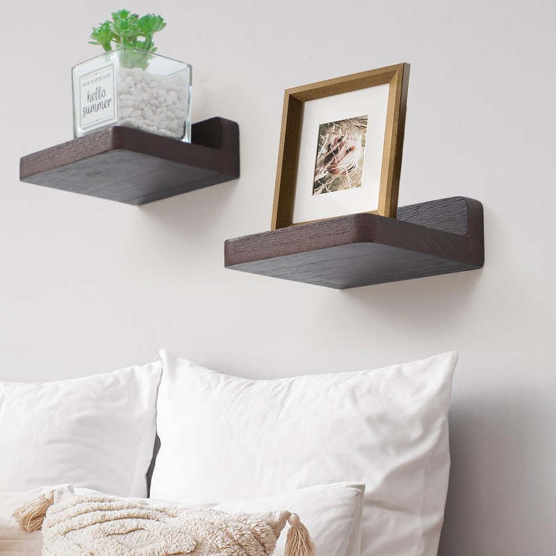 PHOENANCEE Small Floating Shelves for Wall, Set of 8, Wooden