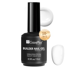 GazePlus Builder Nail Gel, 15ml 10-in-1 White Builder Gel for Nail Thickening Nail Strengthener Extension Gel Nail Extension Hard Gel Builder Bases Gel Long-lasting