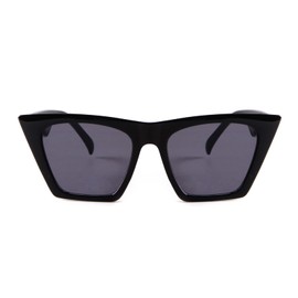 PISCM Vintage Square Cat Eye Sunglasses Women Men Trendy Retro Cateye Sunglasses, Black, Bridge: 18 millimeters