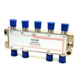 Philmore 2GHZ High "Q" 8-Way Low Loss Coaxial Satellite TV Signal Splitter With Weather Caps, Commercial Grade; CS208