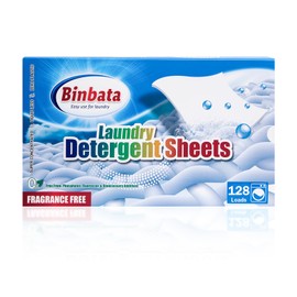 Binbata Laundry Detergent Sheets, Up To 128 Loads Hypoallergenic Eco-Friendly Peach Scent Laundry Sheets, Biodegradable Plastic Free Liquidless Laundry Sheets Detergent Suitable for Sensitive Skin