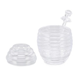 Transparent Honey Pot Plastic Bee Shape Honey Jar with Stirring Rod Home Kitchen Accessories Food Grade Plast