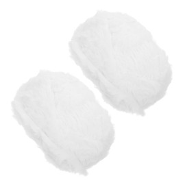 IWOWHERO 2Pcs Imitation Wool Super Fluffy Faux Fur Yarn for Crochet and Knitting Soft Eyelash Yarn Each for Scarves Hats and Blankets Pilling White