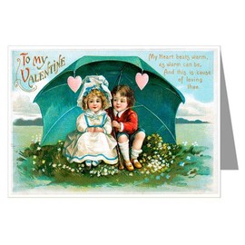 Vintage Valentines Day Note Cards - Hearts Beat Warm