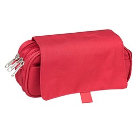 IDENA 21415 Round Pencil Case – Case with Flap and 3 Compartments 23 x 12 x 8 cm Red