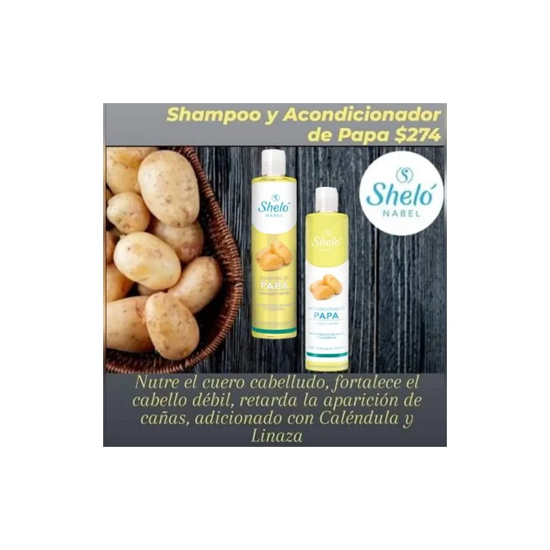 Shampoo + Acondicionador De Papa Sheló Reduce Canas