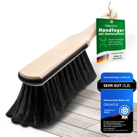 ORGAFLIX Premium Hand Brush Horsehair with Edge Protection, Extra Dust Binding Thanks to High-Quality Horsehair Blend, Hand Brush without Broom, Hand Horsehair Broom, Hand Sweeper, Made in Germany