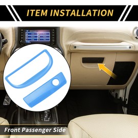 REPAIROCK 1 Set Glove Box Handle Switch Cover Trim for Jeep Wrangler JK 2007-2017 Passenger Storage Grab Handle Button Trim ABS Light Blue