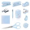 Blue Desk Accessory Kit Cute Office Supplies Set Desktop Stapler