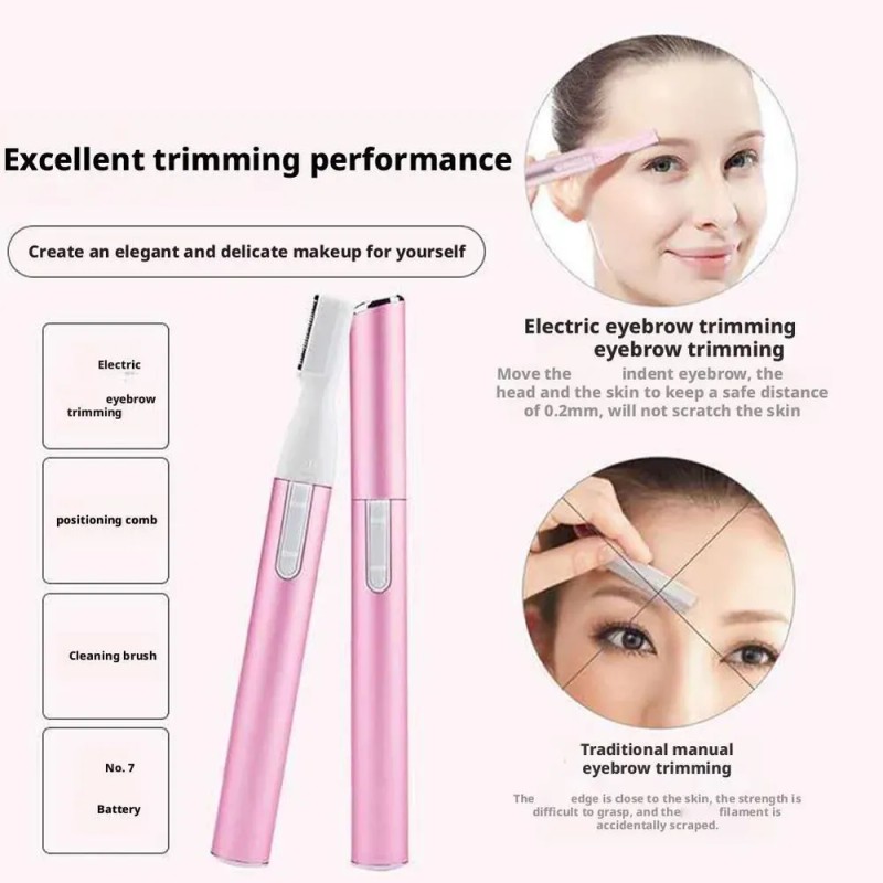 Recortadora De Cejas Eléctrica Rosa, Miniafeitadora, Depilad