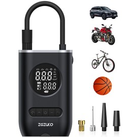 Tire Inflator Portable Air Compressor - ZGZUXO 150PSI Cordless Air Pump for Car Tires with Pressure Gauge LED Light, Electric Bike Tire Pump for Car Motorcycle Bicycle Ball, Auto Shut-Off