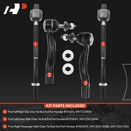 A-Premium Set of 4, Front Inner & Outer Tie Rod End Kit, Compatible with Ford Crown Victoria 2003-2011, Lincoln Town Car 2003-2011, Mercury Grand Marquis 2003-2011, Marauder 2003-2004