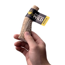 MOUNTAIN WILD Whole Antler Chew, Mineral-Rich Antlers for Dogs, No Mess, No Odor, Long Lasting for Aggressive Chewers, for Small and Medium Dogs (Medium)