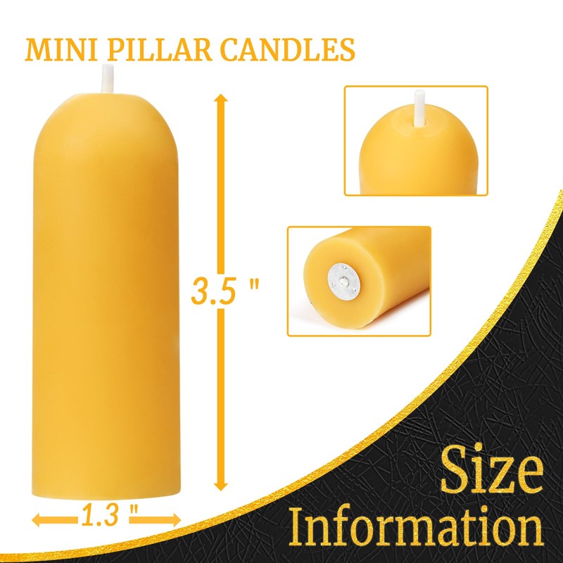 16 Packs Natural Beeswax Pillar Candles,8 Hour Long Burn Time