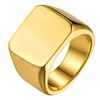 GoldChic Jewelry Gold Signet Rings For Teenage boys, Stainless Steel