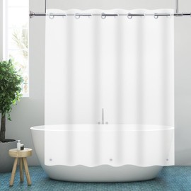 RFSCHOZ No Hook Shower Curtain or Liner - 8G Heavy Duty Cobblestone Bathroom Shower Curtain No Hooks Required, Waterproof Plastic & PVC Free, Standard Size 71 x 74, Pebble (Frost)