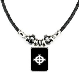 Celtic Cross White Soft Black Leather Necklace With Velvet Gift Bag