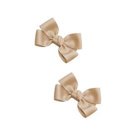 Bownita Girls' Handmade Butterfly Hair Clips, Set of 2, Snag-free, No-Slip (Tan)
