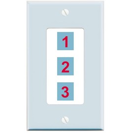 RiteAV Custom Wall Plate 3 Port, 1 Gang Decorative, Sky Blue/White, Choose HDMI Coax 3.5mm Banana Cat5/6 Phone RCA Speaker Toslink USB