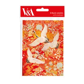 V&A Museum Kimono Cranes Pack of 8 Blank Notelets with White Envelopes